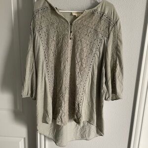 Anthropologie Oddy Women's Lace Detail Top - Gray, 3X